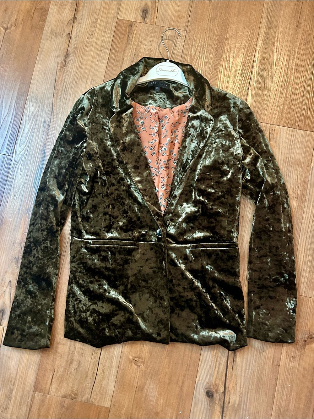 Sanctuary Olive Velvet Single-Button Blazer